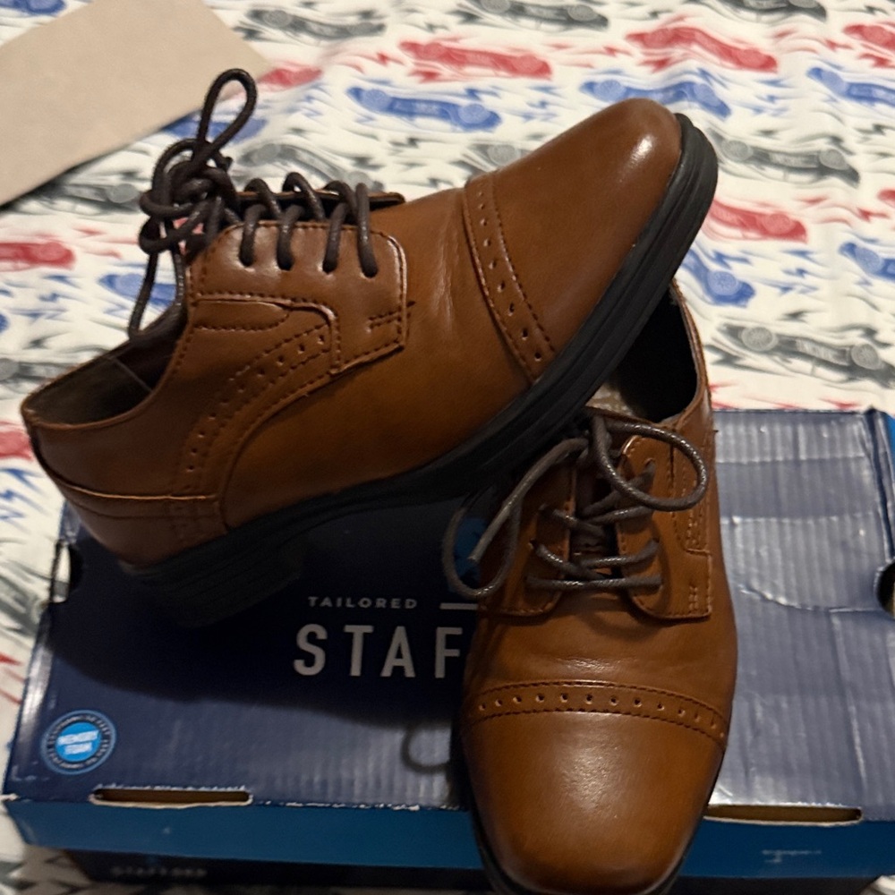 Kids  Brown Leather Dress Shoes